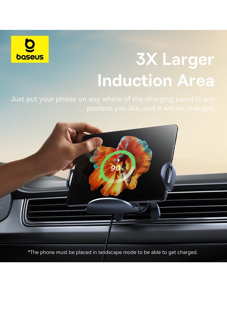 Baseus 15W Triple Coil Qi Wireless Car Charger, Airvent Mount Holder Compatible for Samsung Galaxy Z Flip 5/4/3/2, S24/S23 Ultra, iPhone 15 Pro Max, Pixel 7 Pro, Huawei Mate Series, Honor Fast Car Charger Black - Image 4