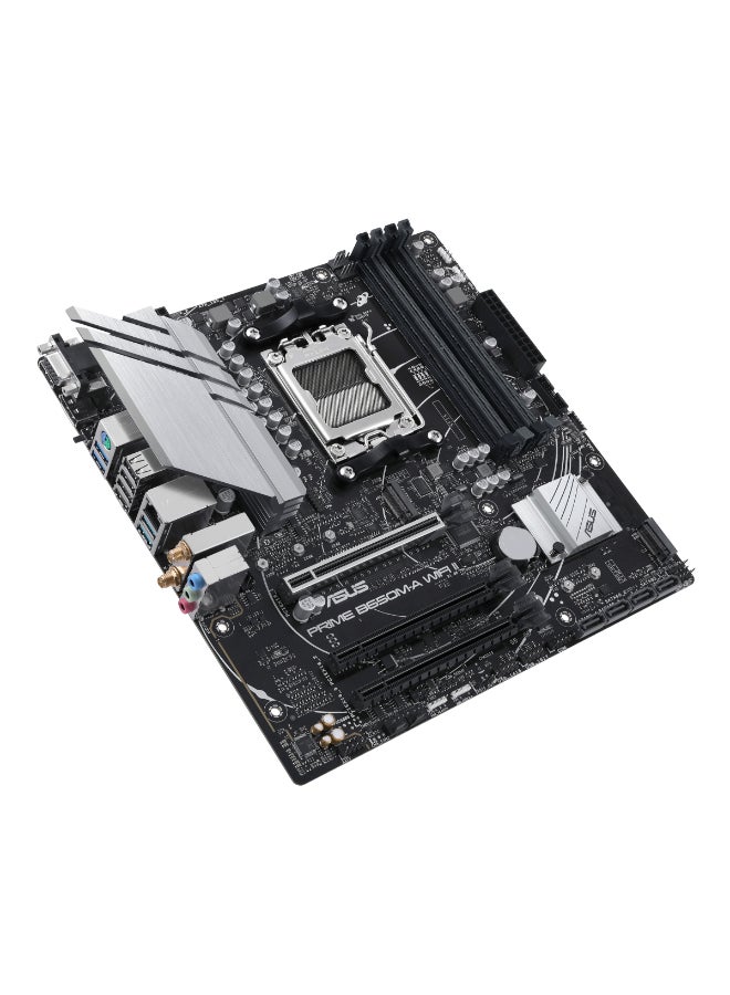 ASUS - PRIME B650M-A WIFI II AM5 Micro-ATX Motherboard, AMD B650 Chipset, 4 x 2 Channel DDR5 DIMM, 192GB Max Memory, 1x PCIe 4.0 x16, 2.5Gb Eth/Wi-Fi 6, 1xDP, 1xVGA, 1xHDMI | 90MB1EG0-M0EAY0 Black - Image 1