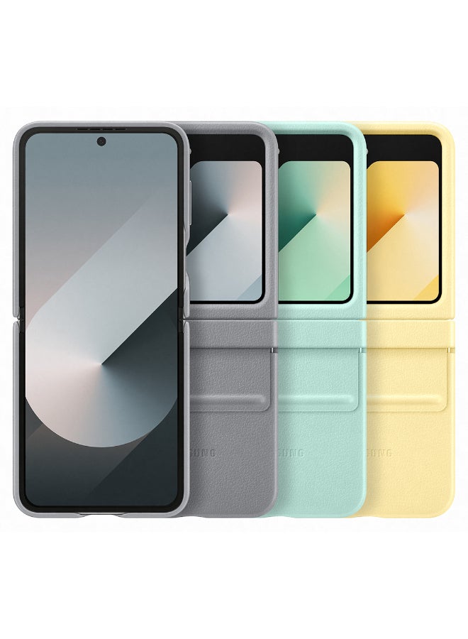 Samsung - Samsung Galaxy Z Flip6 Flap Vegan Leather Case Light Green - Image 1