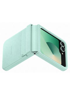 Samsung Samsung Galaxy Z Flip6 Flap Vegan Leather Case Light Green  - Image 5