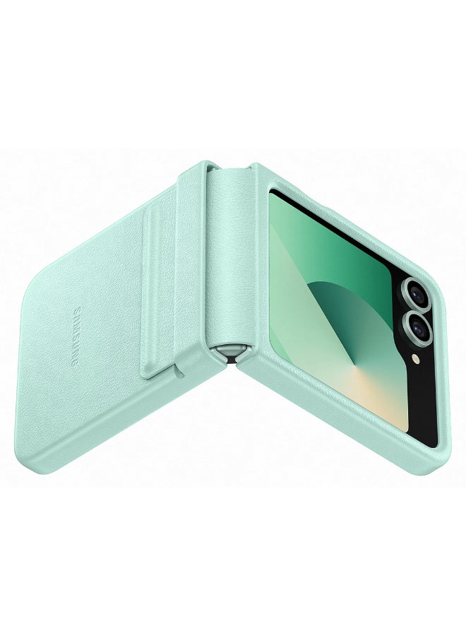 Samsung - Samsung Galaxy Z Flip6 Flap Vegan Leather Case Light Green - Image 1