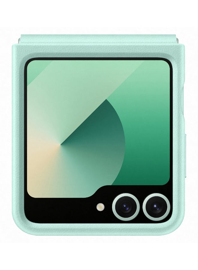 Samsung - Samsung Galaxy Z Flip6 Flap Vegan Leather Case Light Green - Image 1
