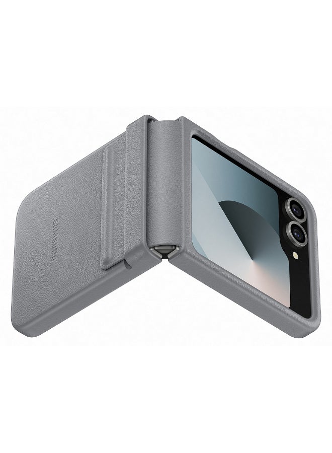 Samsung Samsung Galaxy Z Flip6 Flap Vegan Leather Case Gray  - Image 5