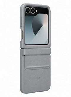 Samsung Samsung Galaxy Z Flip6 Flap Vegan Leather Case Gray  - Image 4