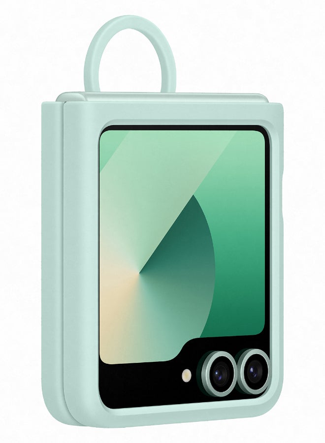 Samsung Galaxy Z Flip6 Silicone Case With Ring Light Green - Image 3