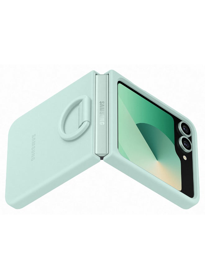 Samsung Galaxy Z Flip6 Silicone Case With Ring Light Green - Image 5