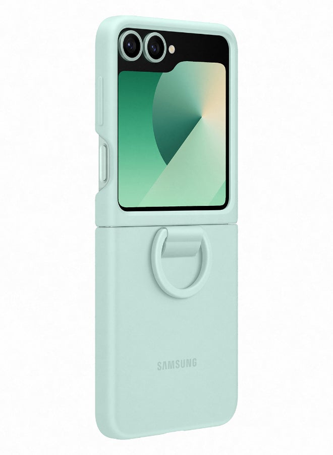 Samsung Galaxy Z Flip6 Silicone Case With Ring Light Green - Image 4
