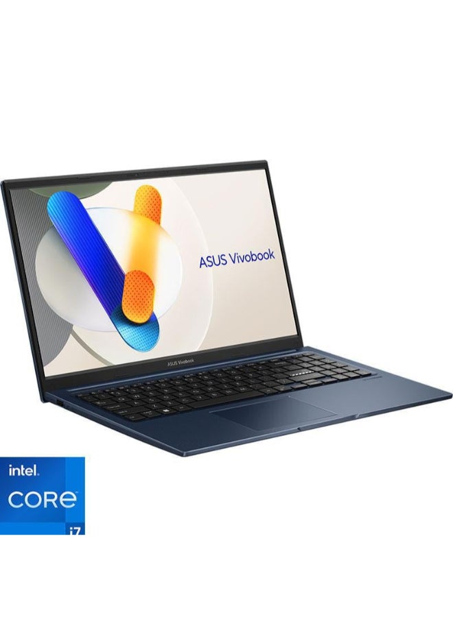 X1504VA-NJ121W VivoBook (Upgraded Version) Laptop With 15.6-Inch Display, Core i7-1355U Processor/16GB RAM/512GB SSD/Intel Iris XE Graphics/Windows 11/ English/Arabic Quiet Blue