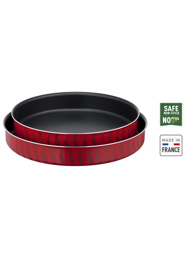 Tefal - Kebbe Dishes | Les Specialistes 2-Piece Set 30/34 Cm | Non-Stick Coating | Aluminum | Heat Diffusion | Easy Cleaning | Red Bugatti | Made In France | 2 Years Warranty Red Bugatti 30/34cm - Image 1