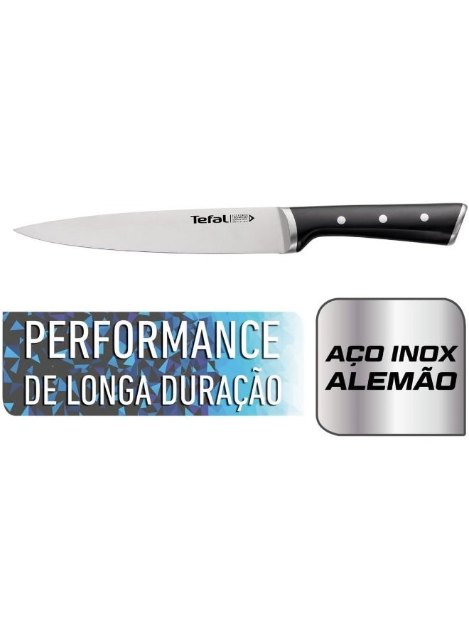 Tefal - TEFAL Ice Force Slicing Knife | 20 Cm | Kitchen Knife | German Stainless Steel Blade | Long-Lasting Cutting Performance and Sharpness | Dishwasher safe | Black | K2320714 Silver/Black 20cm - Image 1