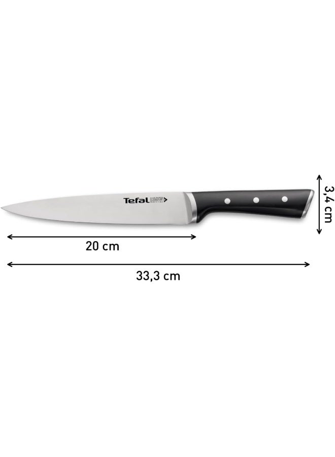 Tefal - TEFAL Ice Force Slicing Knife | 20 Cm | Kitchen Knife | German Stainless Steel Blade | Long-Lasting Cutting Performance and Sharpness | Dishwasher safe | Black | K2320714 Silver/Black 20cm - Image 1