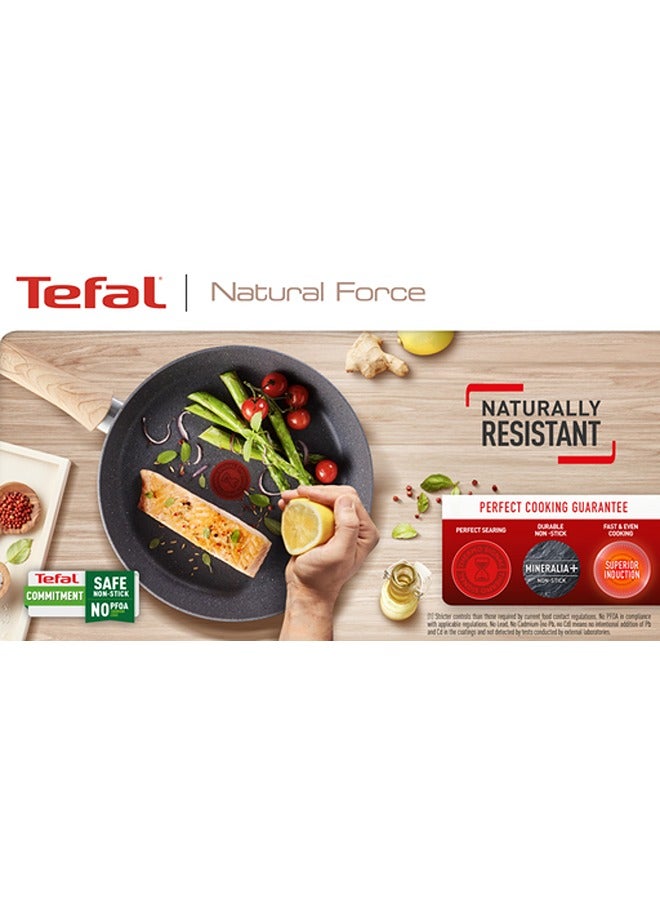 Tefal - TEFAL Frying Pan | Natural Force 32 cm Frypan |Easy cleaning | Mineralia+ non-stick coating | Natural minerals | Thermo-signal | Healthy cooking | Safe | Made in France | 2 Years Warranty | G2660883 Grey - Stone 32 cmcm - Image 1
