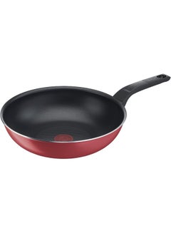 Tefal Wok Pan 28 Cm | Easy Clean | Aluminium | Non Stick Coating | Thermo Signal Heat Indicator | Diffusion Base | Healthy Safe Cookware | Made In France | Red | 2 Years Warranty | B5721953 Red 28cm  - Image 1