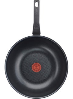 Tefal Wok Pan 28 Cm | Easy Clean | Aluminium | Non Stick Coating | Thermo Signal Heat Indicator | Diffusion Base | Healthy Safe Cookware | Made In France | Red | 2 Years Warranty | B5721953 Red 28cm  - Image 2