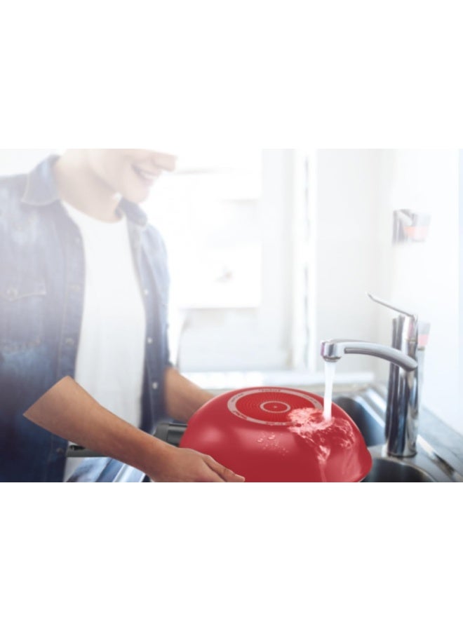 Tefal - Wok Pan 28 Cm | Easy Clean | Aluminium | Non Stick Coating | Thermo Signal Heat Indicator | Diffusion Base | Healthy Safe Cookware | Made In France | Red | 2 Years Warranty | B5721953 Red 28cm - Image 1