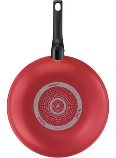 Tefal Wok Pan 28 Cm | Easy Clean | Aluminium | Non Stick Coating | Thermo Signal Heat Indicator | Diffusion Base | Healthy Safe Cookware | Made In France | Red | 2 Years Warranty | B5721953 Red 28cm  - Image 3