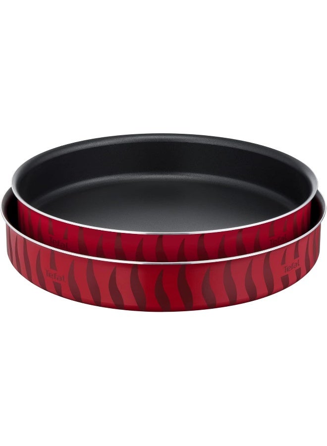 Tefal - Kebbe Dishes | Les Specialistes 2-Piece Set 34/38 Cm | Non-Stick Coating | Aluminum | Heat Diffusion | Easy Cleaning | Red Bugatti | Made In France | 2 Years Warranty Red Bugatti 34/38cm - Image 1