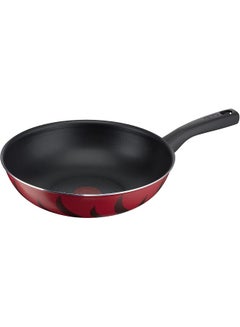 Tefal Wok Pan 28 Cm | Tempo Flame | Aluminium | 3.6 Liters | Non Stick Coating | Thermo Signal Heat Indicator | Diffusion Base | Healthy And Safe | Made In France | Red | 2 Years Warranty Red 28cm  - Image 1