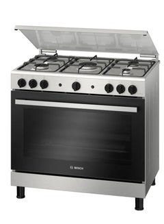 BOSCH FreeStanding Gas Cooker Serie 2 5 Burners 90 cm Grill Oven Capacity 147 Liter Stainless Steel HGV1F0U50S HGV1F0U50S Silver  - Image 1
