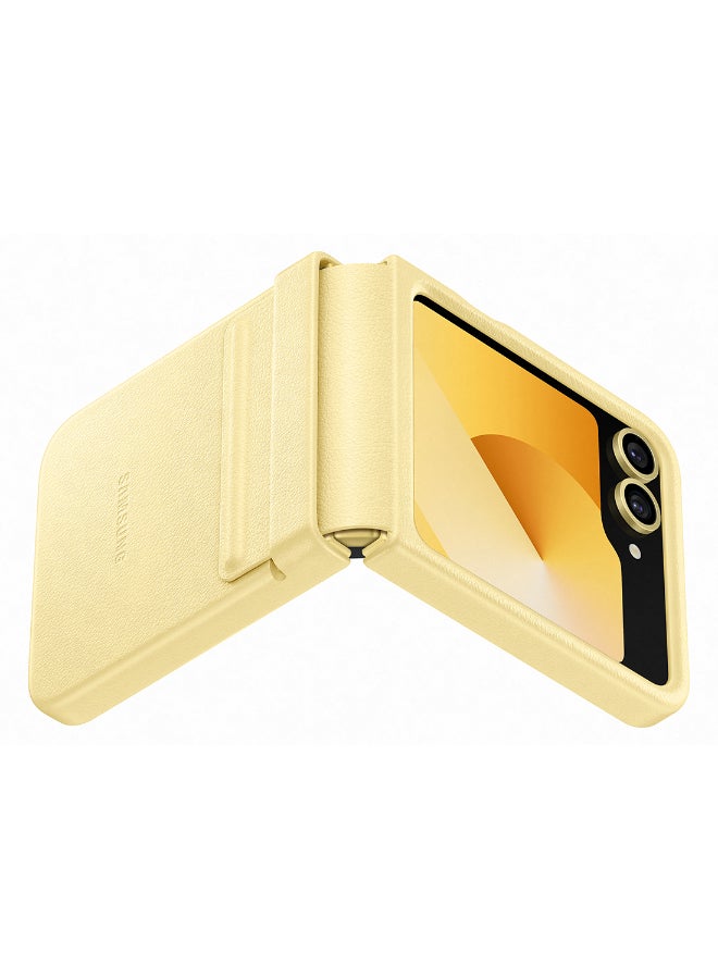 Samsung Galaxy Z Flip6 Flap Vegan Leather Case Yellow - Image 5