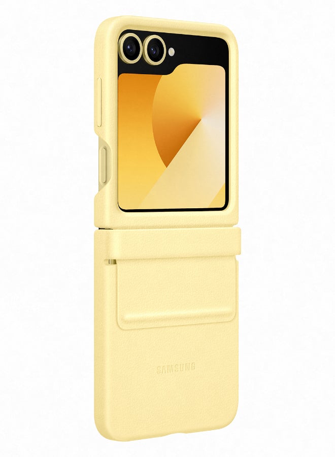 Samsung Galaxy Z Flip6 Flap Vegan Leather Case Yellow - Image 4