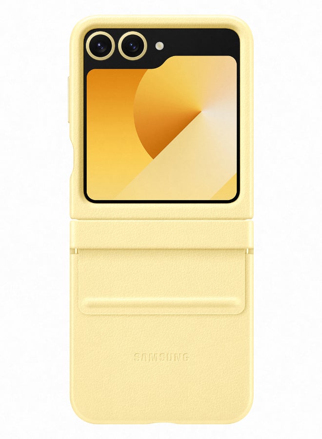 Samsung Galaxy Z Flip6 Flap Vegan Leather Case Yellow - Image 3