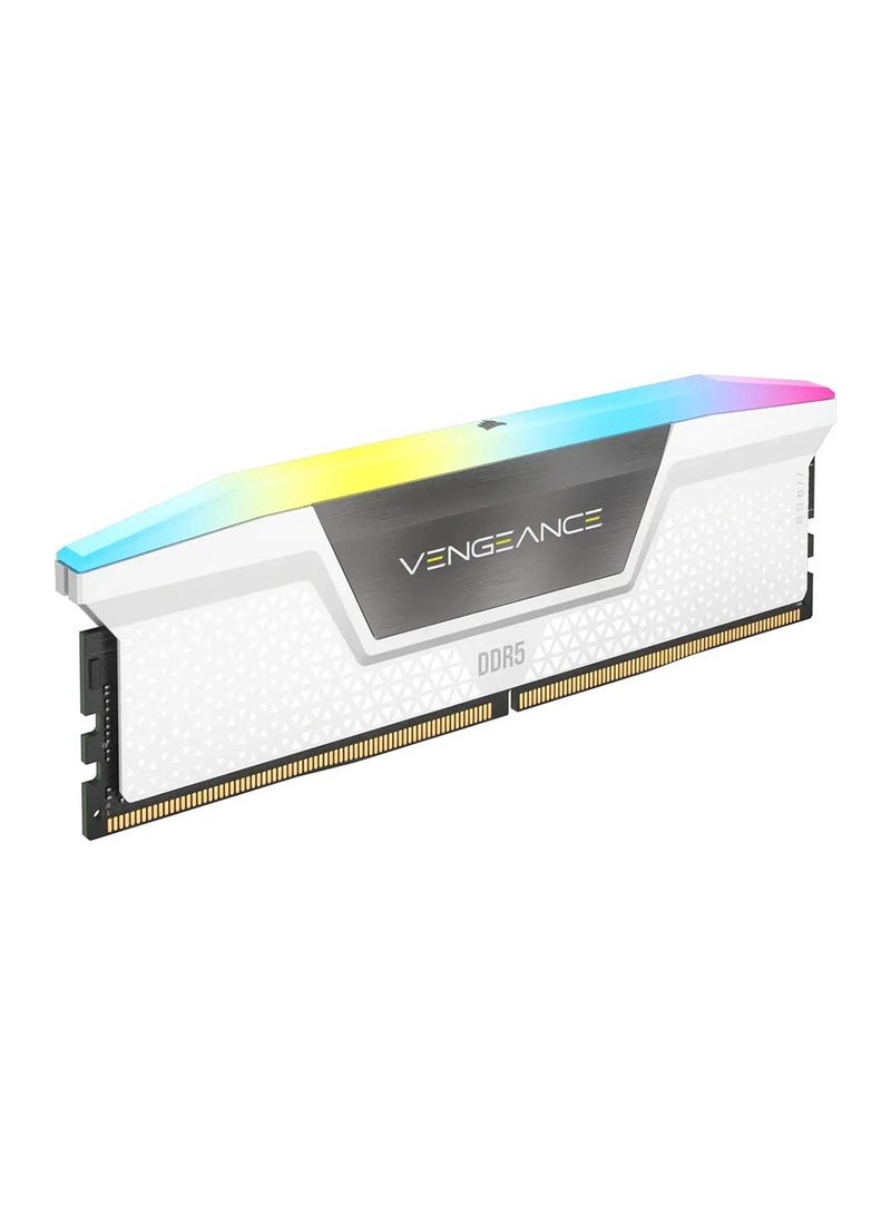 CORSAIR - Vengeance RGB 64GB (2x32GB) Desktop Memory, 288Pin DDR5 DRAM, 5200 Tested Speed, 40-40-40-77 Tested Latency, 1.25V, Overclock PMIC, Suite For Intel 600/700 Series, White | CMH64GX5M2B5200C40W - Image 1