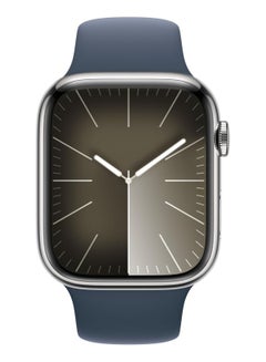 Apple Watch Series 9 GPS + Cellular 41mm Smartwatch With Silver Aluminum Case With Sport Band M/L Storm Blue  - Image 2