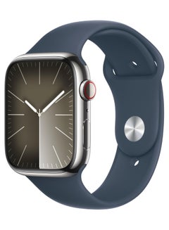 Apple Watch Series 9 GPS + Cellular 41mm Smartwatch With Silver Aluminum Case With Sport Band M/L Storm Blue  - Image 1