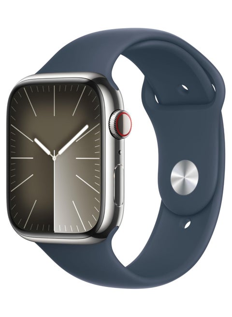 Watch Series 9 GPS + Cellular 41mm Smartwatch With Silver Aluminum Case With Sport Band M/L Storm Blue