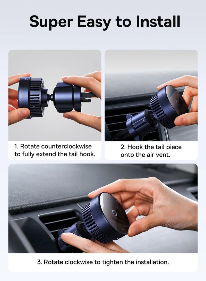 Baseus - Qi2 MagSafe Car Mount Charger, Wireless Car Charger with True Qi2-Certified and Heat Dissipation, Air Vent Magnetic Car Phone Holder with 15W Fast Charging for iPhone 15/14/13/12 Series and More Black - Image 1