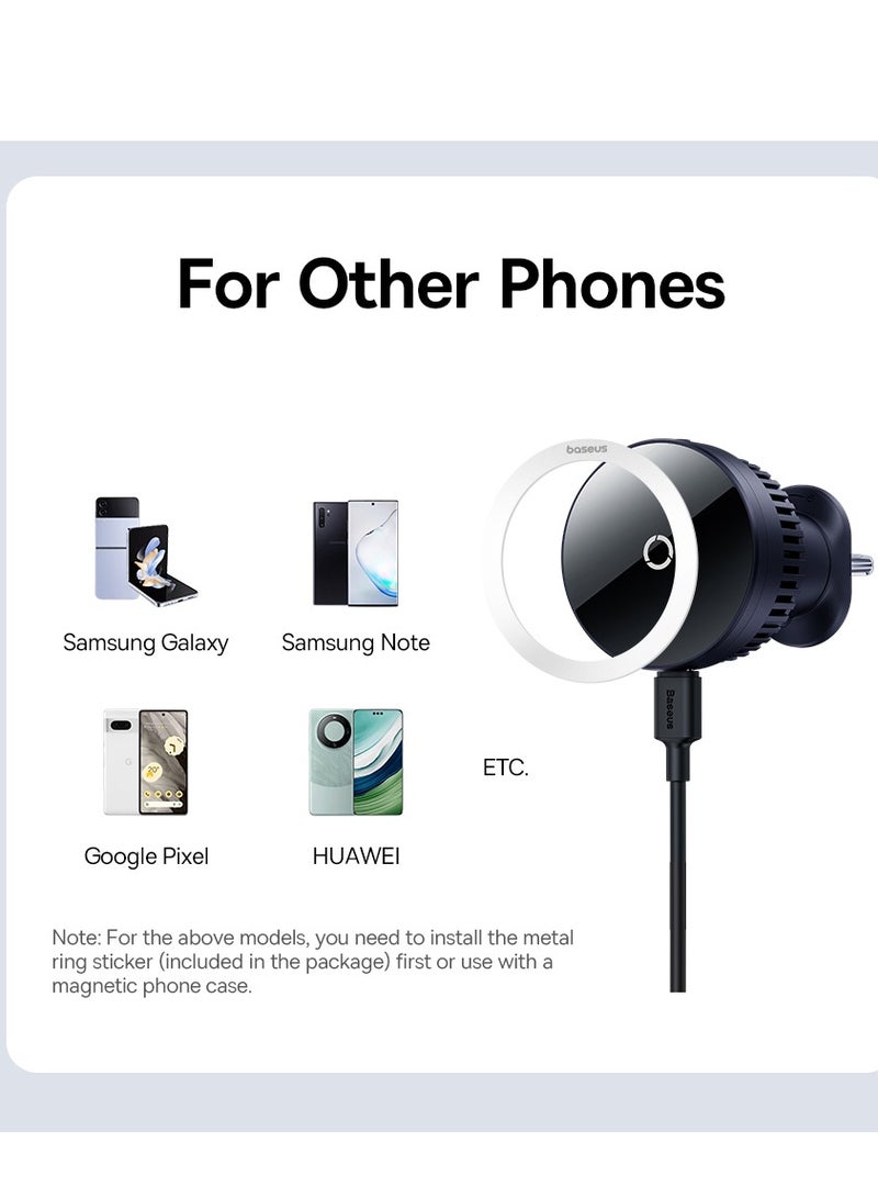 Baseus - Qi2 MagSafe Car Mount Charger, Wireless Car Charger with True Qi2-Certified and Heat Dissipation, Air Vent Magnetic Car Phone Holder with 15W Fast Charging for iPhone 15/14/13/12 Series and More Black - Image 1