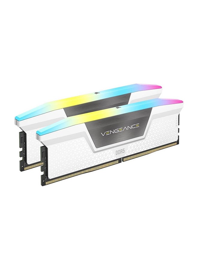 CORSAIR - VENGEANCE RGB 32GB (2 x 16GB) DDR5 Desktop Memory Kit, 6000MHz Speed, CAS 40 Latency, 1.35 Voltage, XMP 3.0 / Intel 600 / 700 Series Compatibility, White | CMH32GX5M2B6000C40W - Image 1