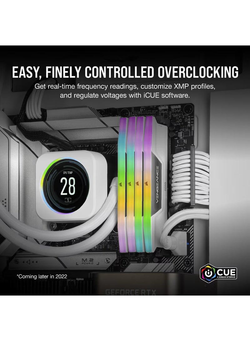 CORSAIR Corasiar VENGEANCE RGB 64GB (2x32GB) DDR5 DRAM 6400MT/s CL32 Memory Kit — White | CMH64GX5M2B6400C32W  - Image 5