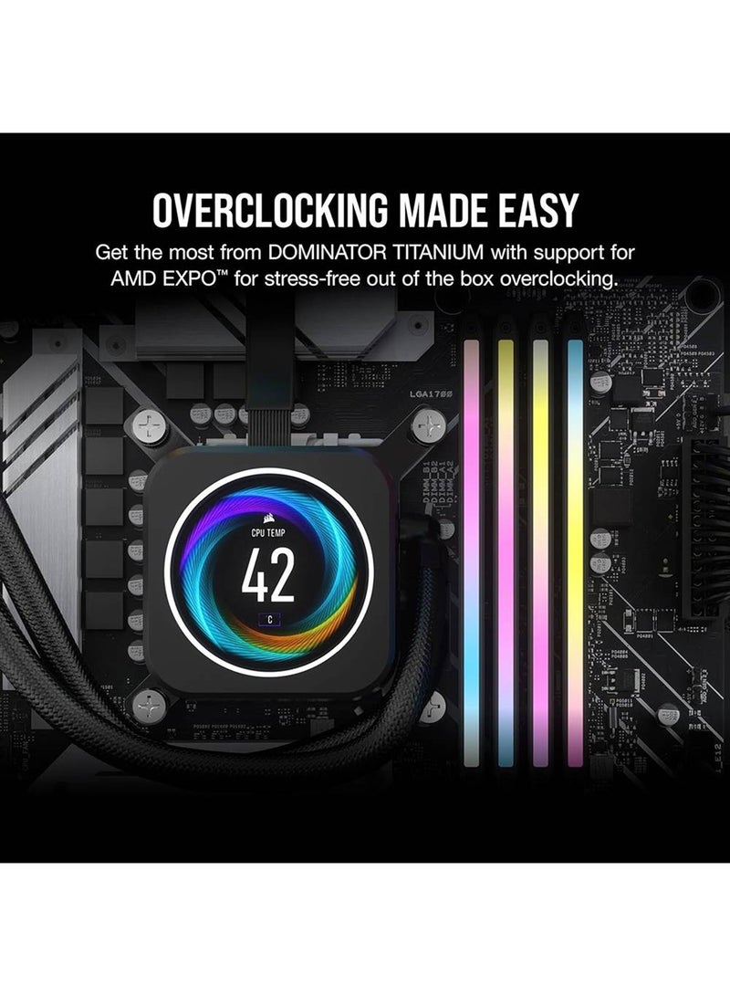 CORSAIR - Dominator Titanium 32GB (2x16GB) DDR5 RGB Desktop Memory Kit, 6000MHz Memory Speed, CL30 CAS Latency, 1.40V Memory Voltage, 288 Pin, XMP / AMD, iCUE Cmpt, Gray | CMP32GX5M2B6000Z30 - Image 1