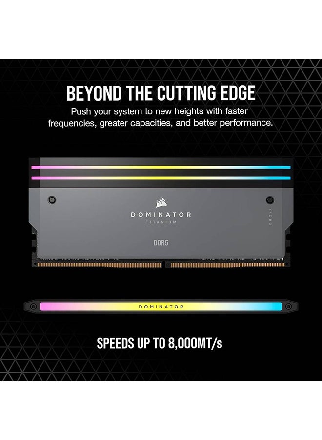 CORSAIR - Dominator Titanium 32GB (2x16GB) DDR5 RGB Desktop Memory Kit, 6000MHz Memory Speed, CL30 CAS Latency, 1.40V Memory Voltage, 288 Pin, XMP / AMD, iCUE Cmpt, Gray | CMP32GX5M2B6000Z30 - Image 1