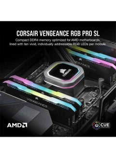 كورسير Vengeance RGB PRO SL 32GB (2x16GB) DDR4 Desktop Memory, 3600MHz C18 Memory Speed (PC4-28800), 18-22-22-42 Latency, Intel XMP 2.0, 1.35V, 288-Pin, Black | CMH32GX4M2Z3600C18  - Image 4