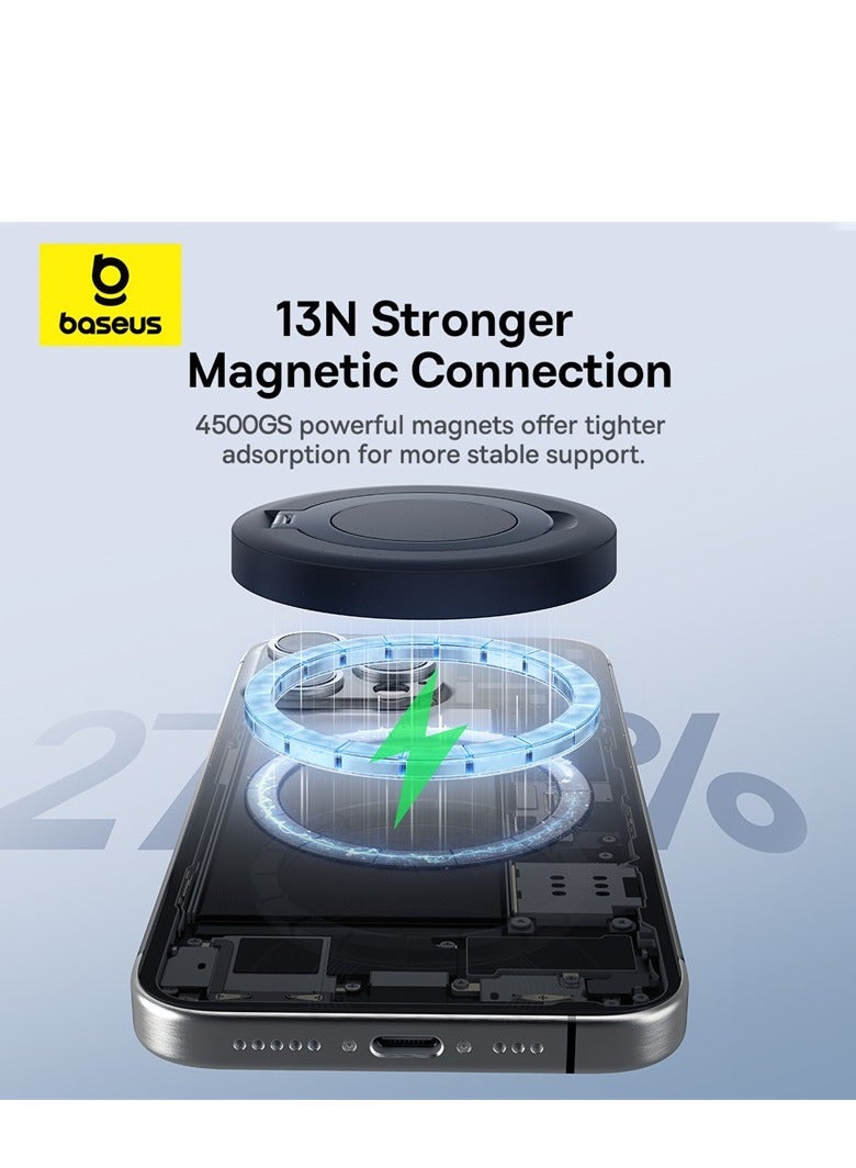 Baseus Magnetic Wireless Charger Fast Charging Pad, Qi2 Certified 15W Ultra-Fast MagSafe Compatible Wireless Charger, Built-in Stand with 4ft Cable for iPhone 15/15 Plus/Pro/15 Pro Max/14/13/12 Series Black  - Image 5