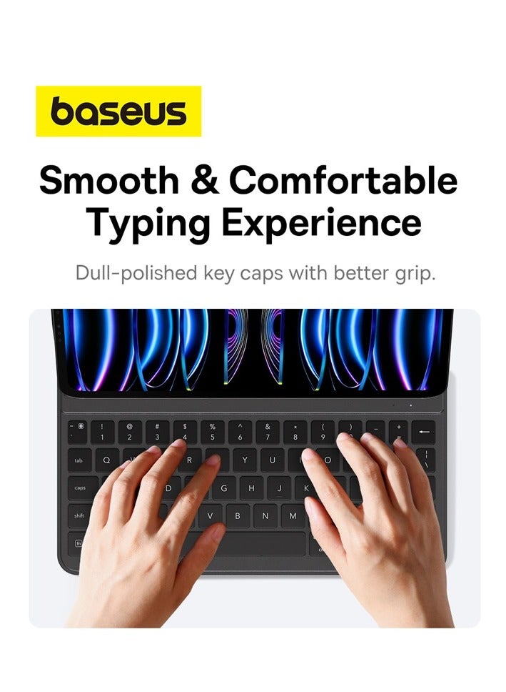 Baseus Bluetooth 5.3V Magnetic Keyboard Case for iPad Air4/Air5 10.9″ /Pad Pro (2018/2020/2021/2022) 11″ Detachable Keyboard Case for iPad 10th Gen, Ultra Thin and Long Lasting Battery Life 150H Black  - Image 2