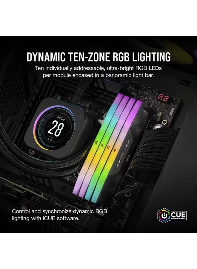 كورسير VENGEANCE RGB 32GB (2x16GB) DDR5 Desktop Memory Kit, 6400MHz Memory Speed, C32 CAS Latency, INTEL XMP 3.0, 1.40V Memory Voltage, 288 Pin, Dynamic Multi-Zone RGB, Black | CMH32GX5M2B6400C32  - Image 5