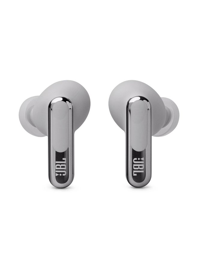 JBL - Live Beam 3 True Wireless Noise Cancelling Closed-Stick Earbuds Silver - Image 1