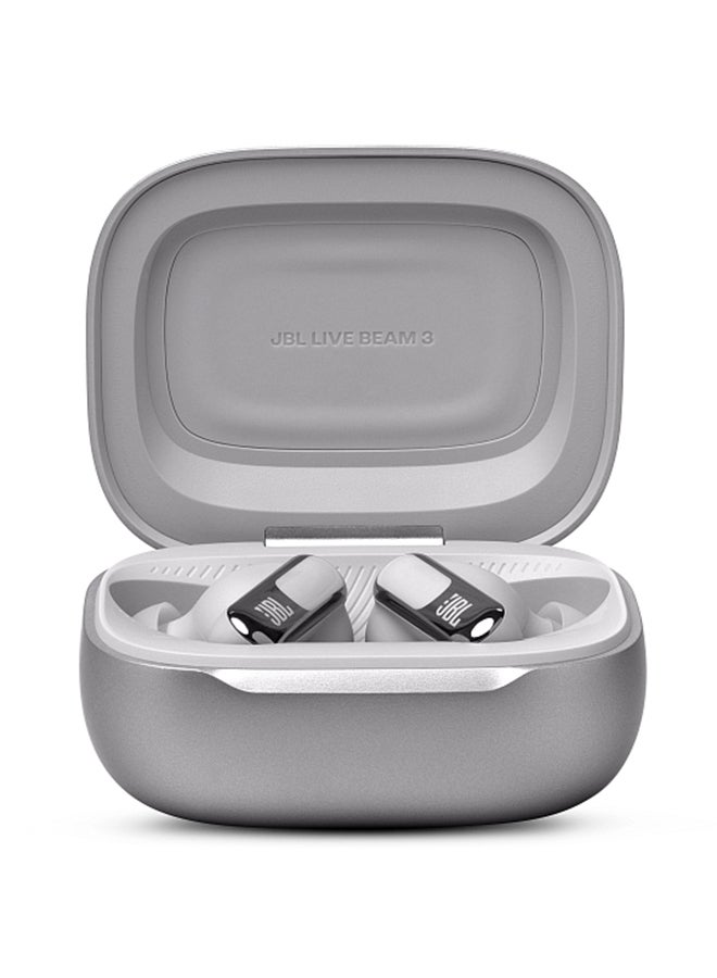 JBL - Live Beam 3 True Wireless Noise Cancelling Closed-Stick Earbuds Silver - Image 1