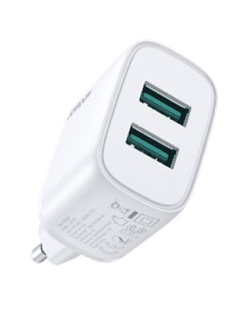 Dual Port Mini Fast Charger 2.1A White White