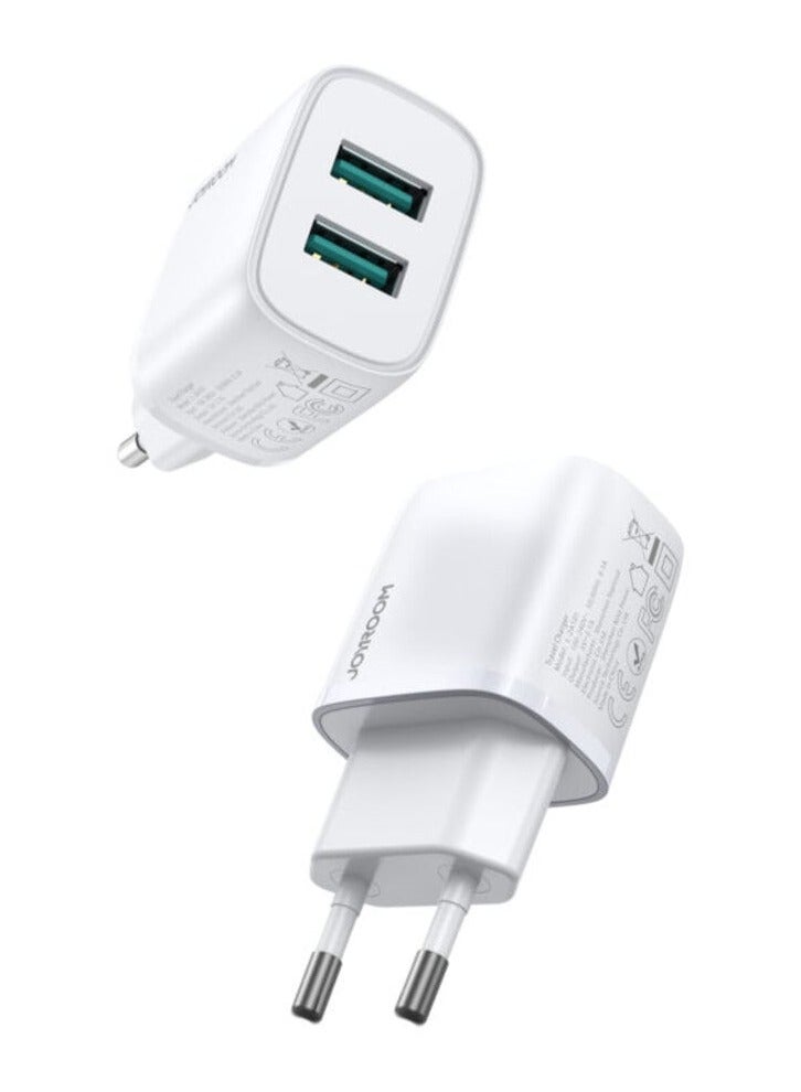 Dual Port Mini Fast Charger 2.1A White White