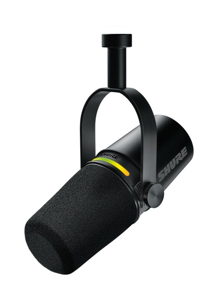 Shure - Podcast Microphone, Enhanced Audio, LED Touch Panel, USB-C & XLR Outputs, Auto Level Mode, Digital Pop Filter, Reverb Effects, Podcasting, Streaming, Recording MV7+K Black - Image 1