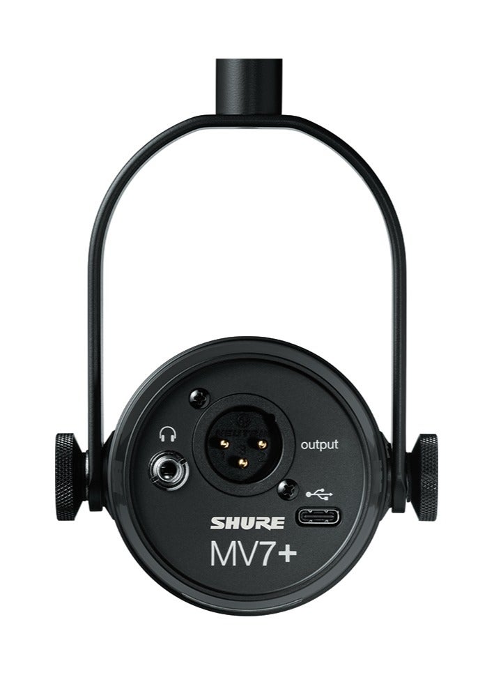 Shure - Podcast Microphone, Enhanced Audio, LED Touch Panel, USB-C & XLR Outputs, Auto Level Mode, Digital Pop Filter, Reverb Effects, Podcasting, Streaming, Recording MV7+K Black - Image 1