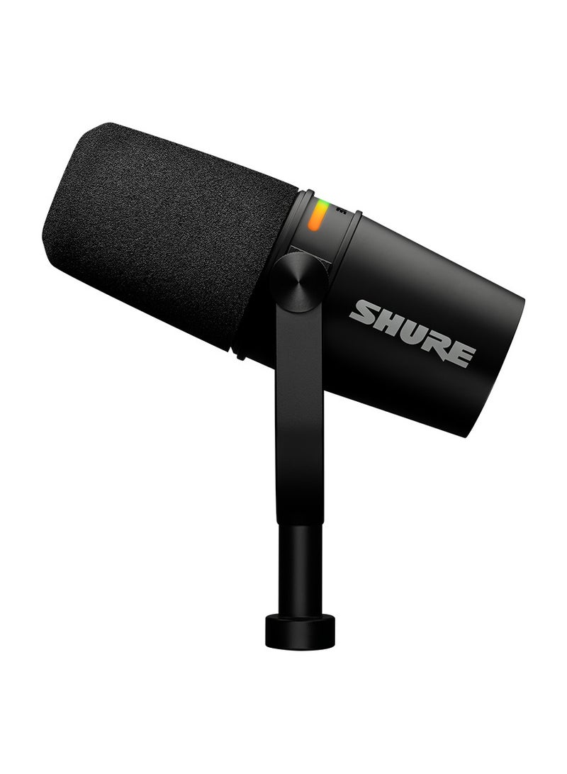 Shure - Podcast Microphone, Enhanced Audio, LED Touch Panel, USB-C & XLR Outputs, Auto Level Mode, Digital Pop Filter, Reverb Effects, Podcasting, Streaming, Recording MV7+K Black - Image 1