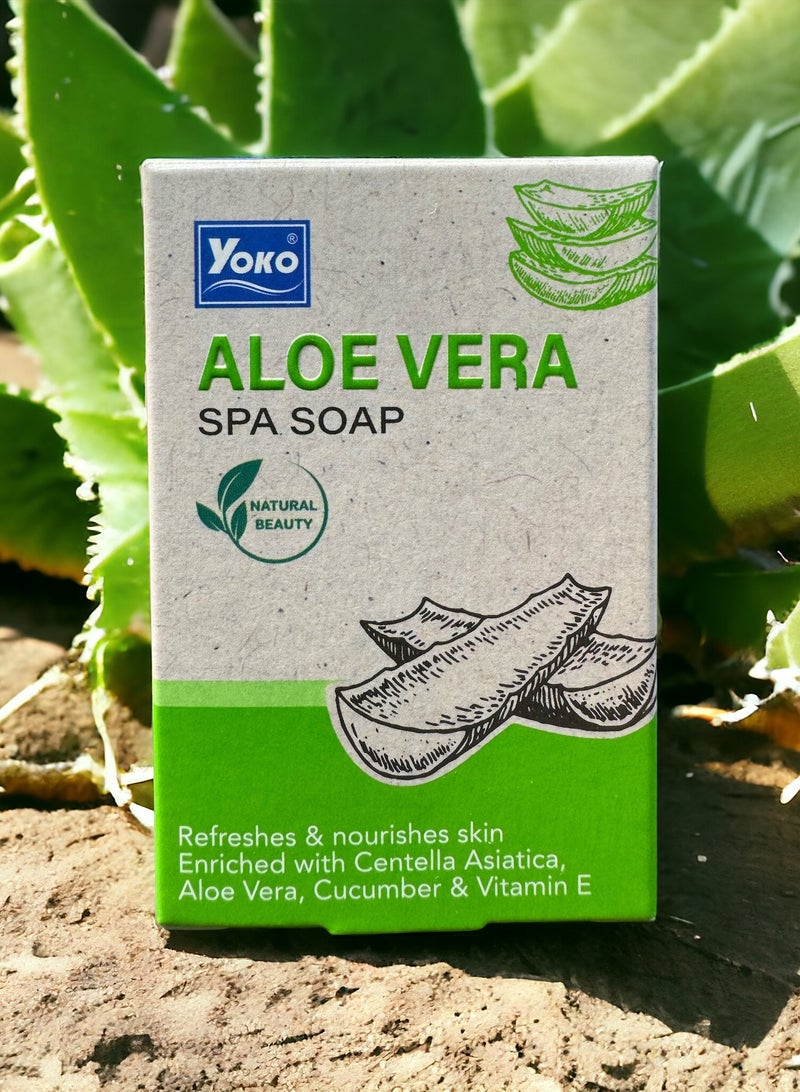 YOKO Aloe Vera Spa Soap ( 90 g) Green 10*5*2grams - Image 1
