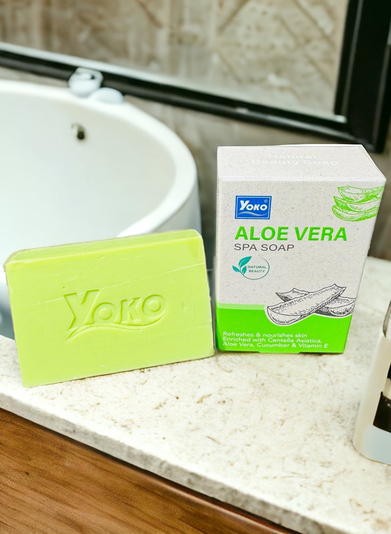 YOKO Aloe Vera Spa Soap ( 90 g) Green 10*5*2grams - Image 2