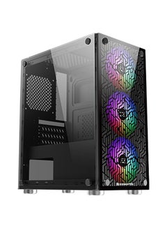 NYX 3F Tempered Glass Gaming Case, 3Pcs XDS120 ARGB Fan w/ LED Switch, USB3.0x1 & 2.0x2, M-ATX, 160mm CPU Coolers EN45822 Black
